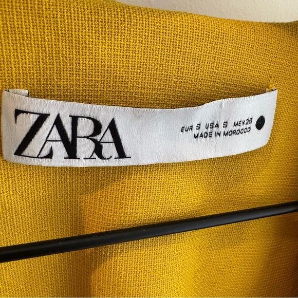Zara Limited Edition Draped Blazer Mini Dress Yellow Blogger Favorite Small - Picture 6 of 9